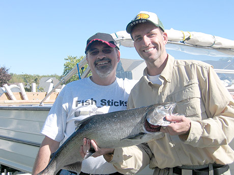 Dad and Kris Salmon Catch