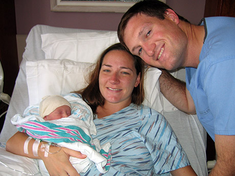 Lin, Mike, and Lilyan on Lilyâ€™s day of birth