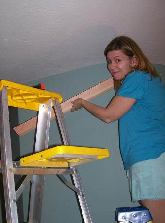 Tricia Assists with Backer Board