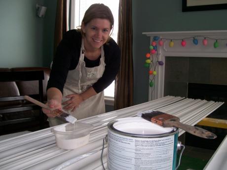 Tricia Painting the Crown Molding