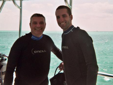 Kris and Dad on the dive boat