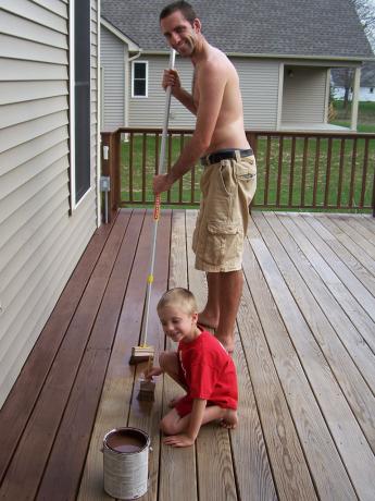 Kris and Mason Stain the Deck