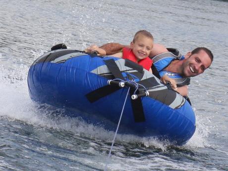 Kris and Mason tubing together