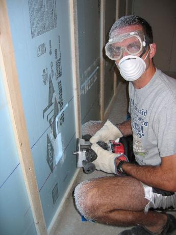 Covered in Styrofoam dust
