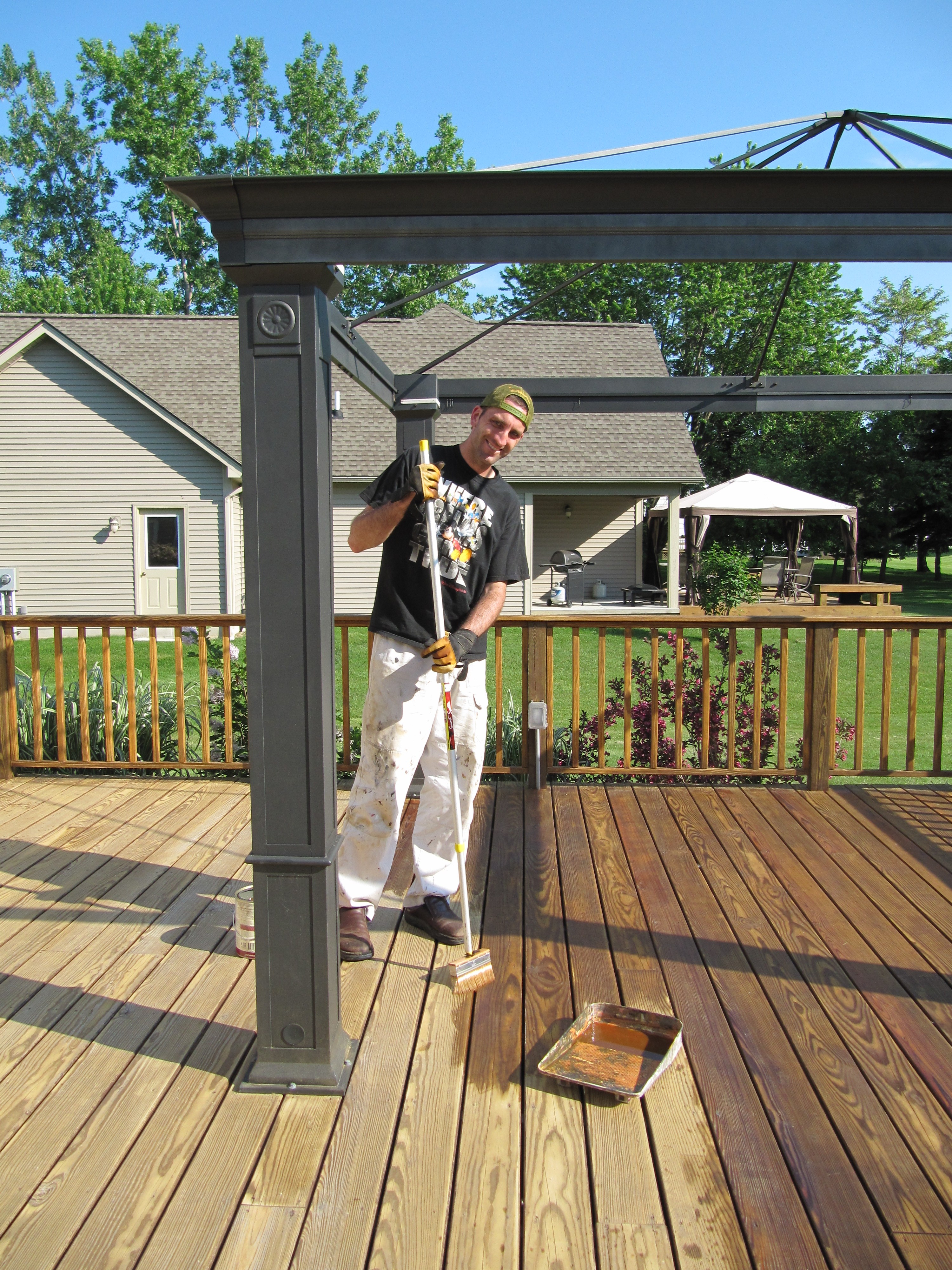 Applying the oil based stain Applying the oil based stain